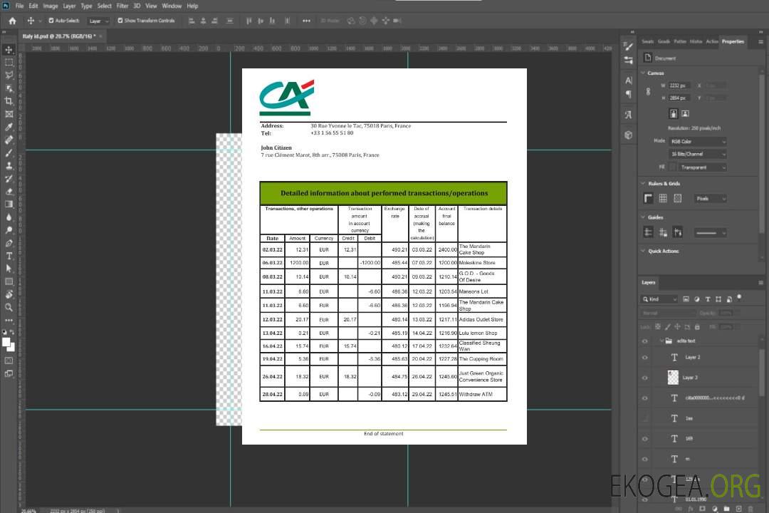 France Crédit Agricole Relevé bancaire xls template France Crédit Agricole Relevé bancaire xls template